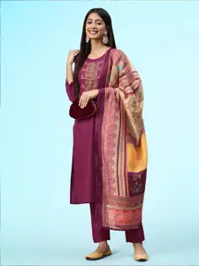 Sangria Embroidered Unstitched Kurta & Trouser With Dupatta Dress Material