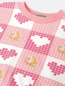 United Colors of Benetton Girls Geometric Printed Pullover Sweatshirt