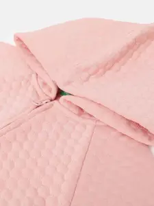 United Colors of Benetton Girls Self Design Hooded Front-Open Sweatshirt