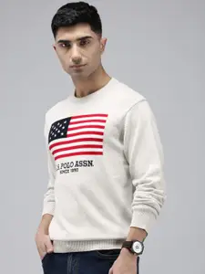 U.S. Polo Assn. Brand Logo Self Designed Pure Cotton Pullover