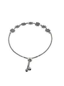 Voylla Silver-Plated Floral Wraparound Bracelet