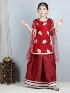 Cutiekins Girls Embroidered Ready to Wear Lehenga & Blouse With Dupatta