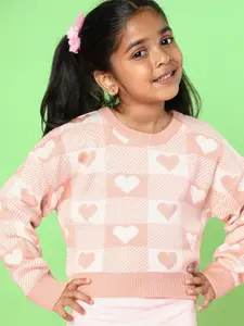 Nauti Nati Girls Conversational Self Design Acrylic Pullover