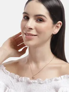 Carlton London 925 Sterling Silver 18Kt Rose Gold-Plated CZ-Studded Pendant with Chain