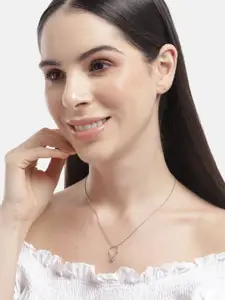 Carlton London 925 Sterling Silver Rhodium-Plated CZ-Studded Circular Pendant with Chain