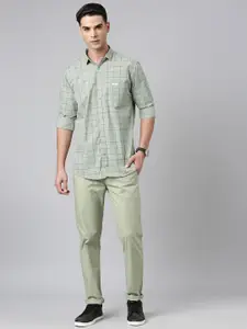 Majestic Man Men Comfort Slim Fit Windowpane Checked Pure Cotton Casual Shirt