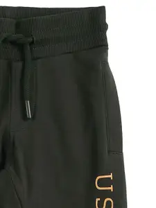 U.S. Polo Assn. Kids Boys Typography Printed Regular Fit Pure Cotton Joggers