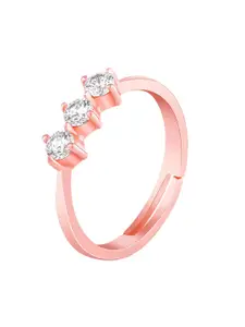 GIVA Rose Gold-Plated Stone-Studded Adjustable Finger Ring
