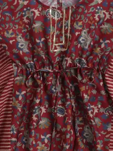 taffykids Floral Printed Kimono Sleeve Kaftan Top