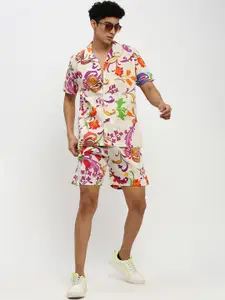 SHOWOFF Floral Printed Cuban Collar Shirt & Shorts
