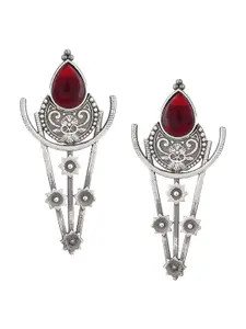 DASTOOR Silver-Toned Contemporary Drop Earrings