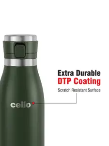 Cello Duro Jet Green Tuff Steel Series Durable DTP Coating Vacusteel Water Flask - 600 ml