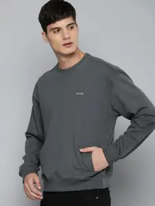 R.Code by The Roadster Life Co. Men Solid Sweatshirt