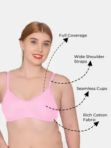 KOMLI Pack Of 3 Seamless Full Coverage Pure Cotton T-shirt Bra With All Day Comfort