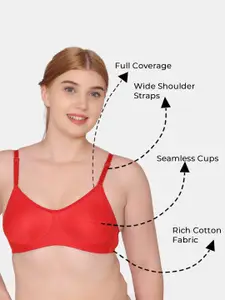 KOMLI Pack Of 3 Seamless Full Coverage Pure Cotton T-shirt Bra With All Day Comfort