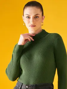 98 Degree North Ribbed Turtle Neck Cotton Pullover