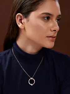 MINUTIAE Rose Gold-Plated Crystal Studded Pendant