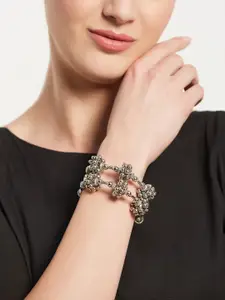 ATIBELLE Set of 2 Silver-Plated Ghunghroo Studded Bangles