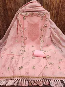 MANVAA Floral Embroidered Sequinned Unstitched Dress Material