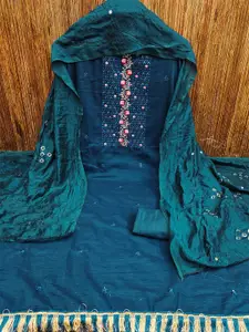 MANVAA Floral Embroidered Unstitched Dress Material