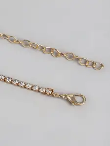 Carlton London Girls Set of 3 Cubic Zirconia Studded Enamelled Gold-Plated Bracelets