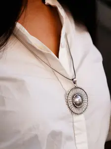 Shyle Silver-Plated Oxidised 925 Sterling Silver Chakra Pendant