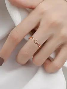 MYKI Rose Gold-Plated CZ-Studded Finger Rings