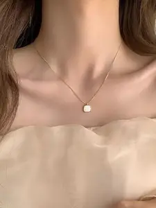 MYKI Gold-Plated Stainless Steel CZ-Studded Pendant With Chain