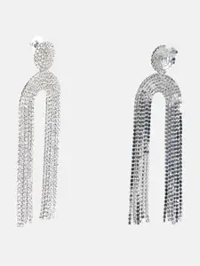 Kazo Rhinestone Studded Contemporary Drop Earrings