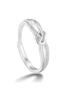 MYKI Silver-Plated CZ-Studded Stainless Steel Finger Ring