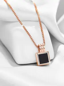 MYKI Rose Gold-Plated Square Pendant With Chain