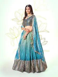 SHOPGARB Embellished Sequinned Semi-Stitched Lehenga & Unstitched Blouse With
