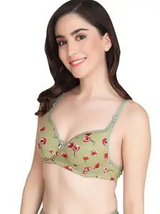 PIBU Floral Printed Full Coverage Minimizer Bra - 360 Degree Support