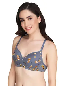 PIBU Floral Printed Full Coverage Minimizer Bra - 360 Degree Support