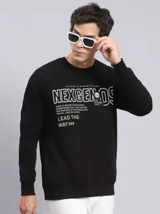 Monte Carlo Typography Printed Round Neck Long Sleeve Cotton Pullover Sweatshirt