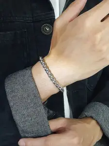 MEENAZ Silver-Plated Stainless Steel Link Bracelet