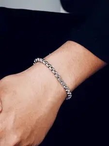 MEENAZ Silver-Plated Stainless Steel Link Bracelet