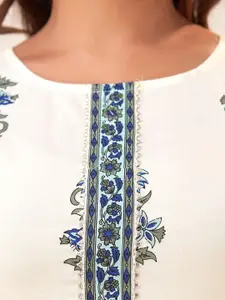 SVARCHI Women White Floral Printed Flared Sleeves Gotta Patti Kurta