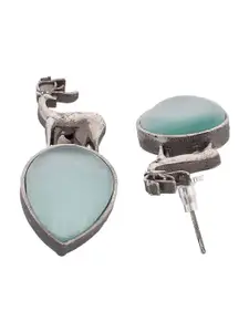 DASTOOR Silver-Plated Contemporary Oxidised Studs Earrings