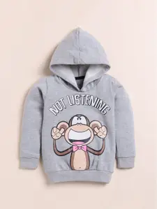 YK Girls Graphic Printed Hooded Cotton Sweatshirt