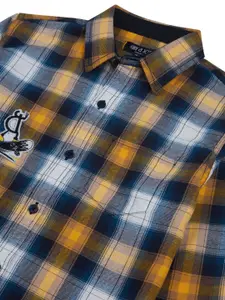 Gini and Jony Boys Buffalo Checked Spread Collar Long Sleeve Cotton Casual Shirt