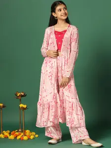 FASHION DREAM Girls Embellished Crop Top & Palazzo With Shrug