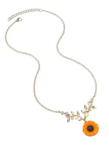 FIMBUL Gold-Plated Sunflower Leaf Antique Necklace
