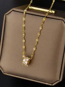 MYKI Gold-Plated Artificial Diamond Pendant With Chain
