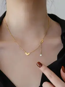 MYKI Gold-Plated Trendy Heart Shaped Pendant Chain