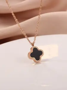 MYKI Rose Gold-Plated Reversible Flower Shaped Pendant Chain