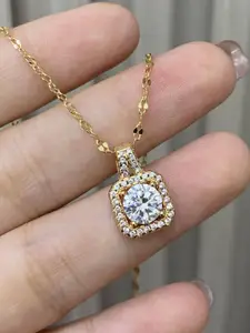 MYKI Gold-Plated CZ- Studded Pendant Chain