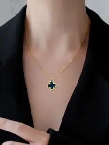 MYKI Gold-Plated Reversible Flower Shaped Pendant Chain