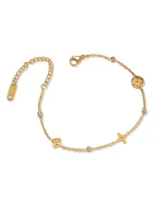 MYKI Women Gold-Plated Cubic Zirconia Link Bracelet