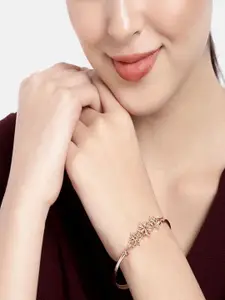 I Jewels Women Set Of 2 Rose Gold & Silver Plated Bangle-Style Bracelet